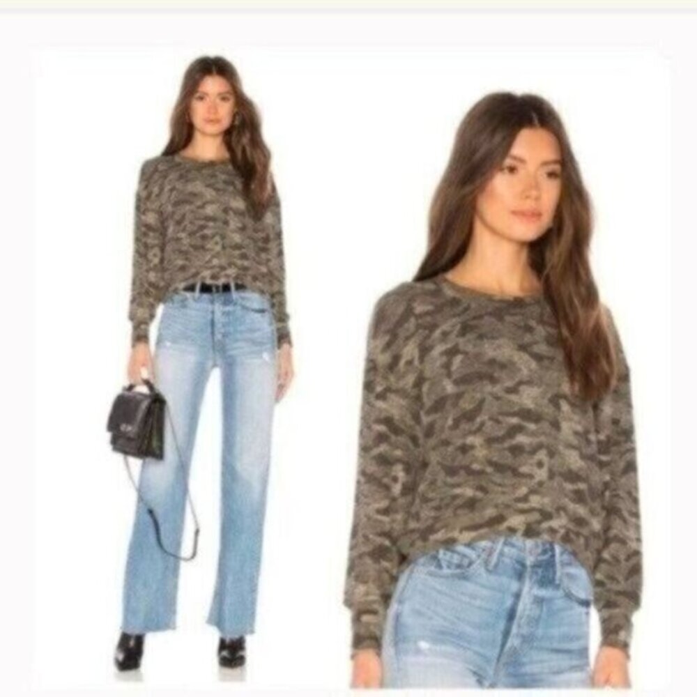 Joie Caleigh Camouflage Oversized Cropped Sweatshirt